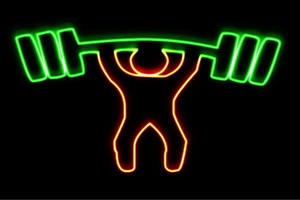 【ネオン】ウエイトリフティング【重量挙げ】【バーベル】【スポーツ】【アイコン】【ネオンライト】【電飾