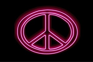 【ネオン】ピースマーク【ピース】【ぴーす】【平和】【peace】【アイコン】【イラスト】【ネオンライ