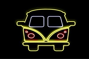 【ネオン】バス【ばす】【車】【カー】【CAR】【乗り物】【アイコン】【イラスト】【ネオンライト】【電