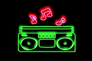 【ネオン】ラジオ【らじお】【ラジオデッキ】【音楽】【アイコン】【イラスト】【ネオンライト】【電飾】【