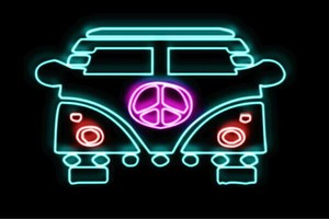 【ネオン】バス【3】【ばす】【車】【カー】【CAR】【乗り物】【ピースマーク】【アイコン】【イラスト