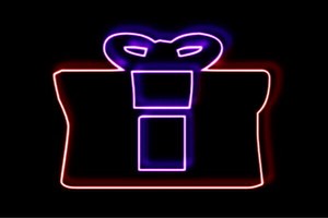 【ネオン】プレゼント【2】【リボン】【アイコン】【マーク】【記号】【ラッピング】【ネオンライト】【電