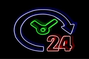 【ネオン】年中無休【24時間】【時間】【無休】【年中】【営業】【イラスト】【ネオンライト】【電飾】【