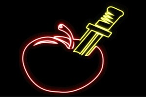 【ネオン】りんごとナイフ【刃物】【リンゴ】【林檎】【果物】【フルーツ】【BAR】【バー】【ネオンライ