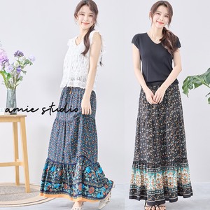 Skirt Ethnic Pattern Shirring L M 2-way 【2024NEW】