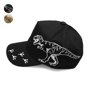 恐竜刺繍入りツイルキャップ・帽子  B33401　あごゴム付、UVカット、ティラノサウルス、綿100%
