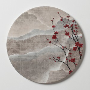 Flat Plate 27cm Appetizer Chinoiserie Plum Blossom Landscape Painting Dishwa