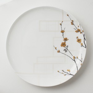 [NIKKO/CHINOIS] プレート20.5cm 取り皿 シノワズリ 梅の花 幾何学模様 食洗器対応 陶磁器 日本製