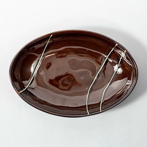 ラグビー物語　楕円球カレー皿　ブラウン【日本製/美濃焼】手描き・匠の技