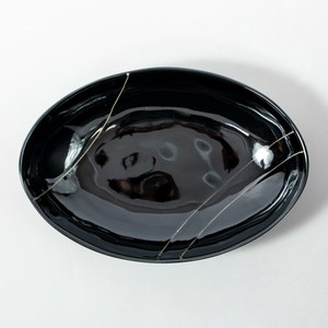 ラグビー物語　楕円球カレー皿　ブラック【日本製/美濃焼】手描き・匠の技