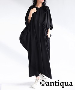Antiqua Casual Dress Dolman Sleeve Plain Color Long One-piece Dress Ladies' NEW