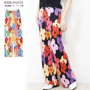 Full-Length Pant Floral Pattern Wide Pants