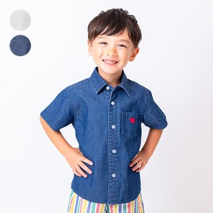 Kids' Short Sleeve Shirt/Blouse Plain Color Pocket Denim Embroidered Simple