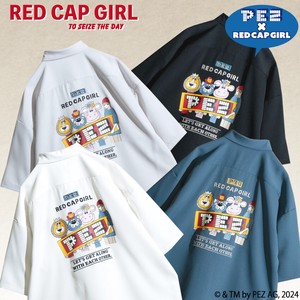 【24SS新作】PEZ × RED CAP GIRL ナチュラルストレッチポリエステル バック刺繍&プリント 半袖シャツ