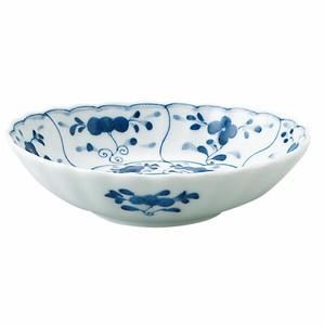 [美濃焼 食器] 藍凛堂 藍なずな 楕円菊鉢 [日本製 minoware]
