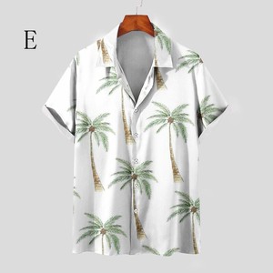 Button Shirt Floral Pattern Summer Short-Sleeve