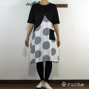 Casual Dress Color Palette Natural One-piece Dress Switching Polka Dot NEW