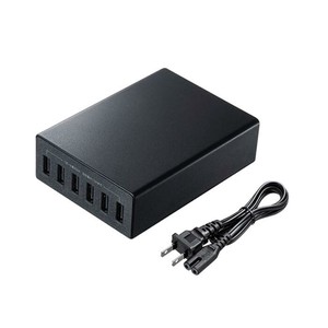 USB充電器(6ポート・合計12A・ブラック) ACA-IP67BK