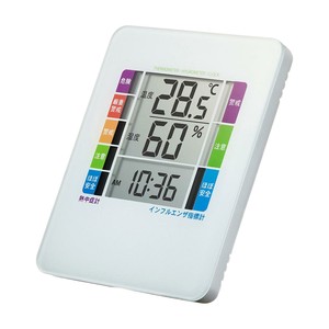 サンワサプライ 熱中症&インフルエンザ表示付デジタル温湿度計 警告ブザー設定機能付 CHE-TPHU2WN