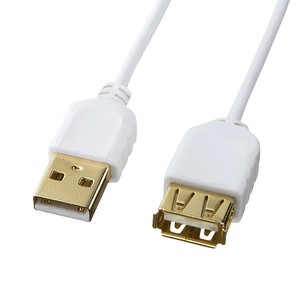 サンワサプライ 極細USB延長ケーブル A-Aメス延長タイプ 1.5m ホワイト KU-SLEN15WK