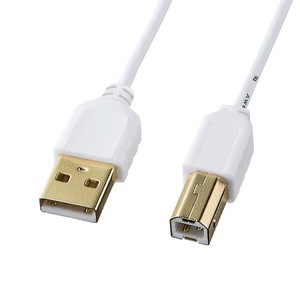 サンワサプライ 極細USBケーブル USB2.0 A-Bタイプ 0.5m ホワイト KU20-SL05WK