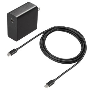 サンワサプライ USB PD対応AC充電器(PD65W・TypeCケーブル付き) ACA-PD91BK
