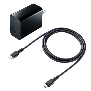 サンワサプライ USB PD対応AC充電器(PD45W・TypeCケーブル付き) ACA-PD80BK