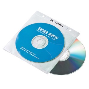 サンワサプライ DVD・CD不織布ケース リング穴付 ホワイト FCD-FR100WN