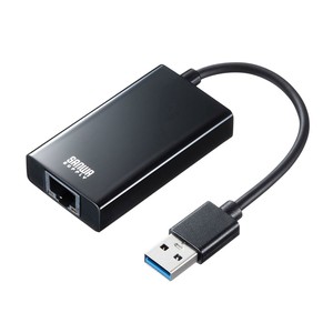 サンワサプライ USB3.2-LAN変換アダプタ USBハブポート付 ブラック USB-CVLAN3BKN