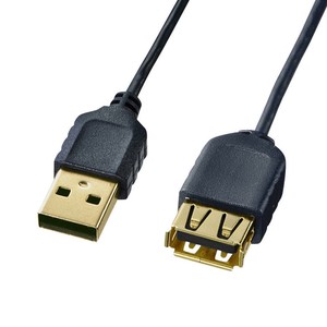 サンワサプライ 極細USB延長ケーブル A-Aメス延長タイプ 0.5m ブラック KU-SLEN05BKK