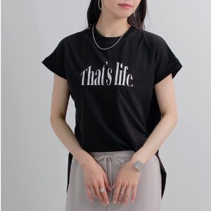 T-shirt Round-hem Side Slit Pudding Cool Touch
