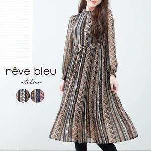 Casual Dress Mock Neck Ethnic Pattern L One-piece Dress M 【2024NEW】
