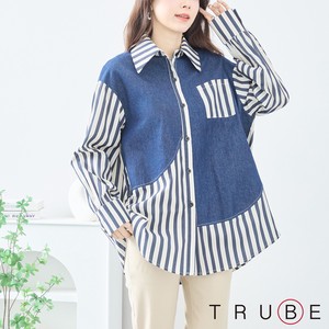 Button Shirt/Blouse Stripe L 【2024NEW】