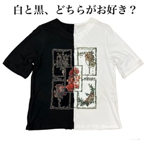 【2024SS】フラワープリントテープ刺繍・T/C素材Tシャツ
