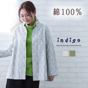 Jacket Stand-up Collar Cotton Indigo 2024 Spring/Summer