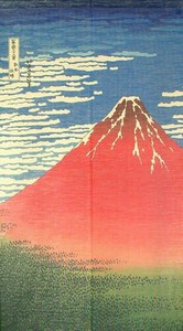 のれん 金糸ラメ 赤富士 85×150cm 14275