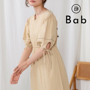 【最終値下】前後2WAYランタンスリーブワンピース◇上品な印象の涙あきですっきりとしたキーネック