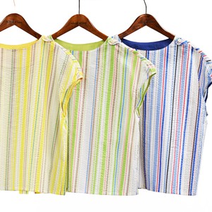 Button Shirt/Blouse Stripe Cotton Lawn Made in Japan