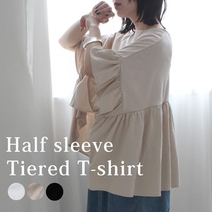 T-shirt Pullover Half Sleeve Ruffle T-Shirt Tops Short-Sleeve Tiered 2024 Spring/Summer
