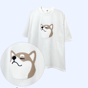 【2024春夏新作】柴犬パッチ貼り付けTシャツ
