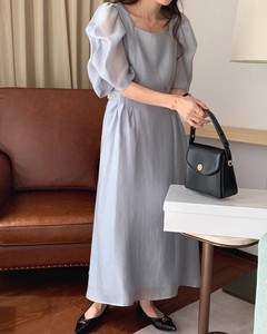 Casual Dress Satin Puff Sleeve One-piece Dress 2024 Spring/Summer