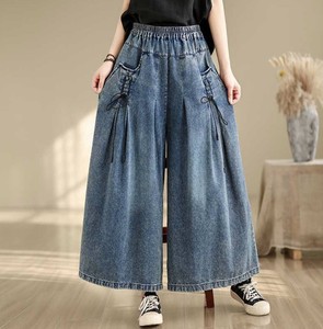 Full-Length Pant Plain Color Casual Wide Pants Ladies'