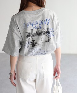 手書き風ロゴバックプリントフォトTシャツ【easy as nap】