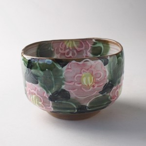 Mino ware Japanese Teacup Red Peony Matcha Bowl Made in Japan