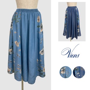 Skirt Printed Denim Flare Skirt Switching 2-colors 【2024NEW】