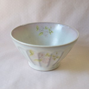 Rice Bowl Bird Pottery Rose Made in Japan