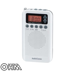 オーム電機 OHM AudioComm DSP FMステレオ/AMポケットラジオ ホワイト RAD-P350N-W