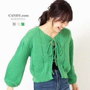 Cardigan Cropped Front Knit Cardigan Openwork Ladies Short Length