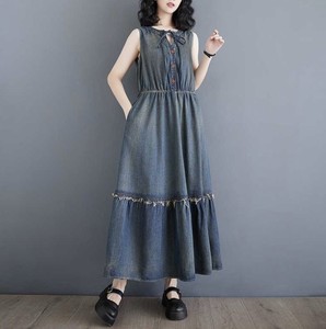 Casual Dress Plain Color Sleeveless One-piece Dress Ladies'