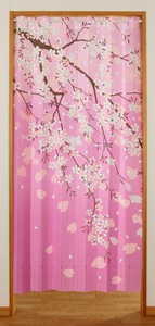 間仕切り　のれん　さくら　HANAMI　桜　サクラ　アコーディオン式　ピンク　幅100×丈180cm